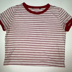 White with red stripes t-shirt